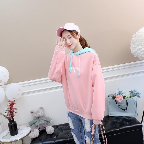 

women's hoodies & sweatshirts spring autumn fleece sweatshirt casual streetear loose harajuku funny dog mom letter print spell color sp, Black