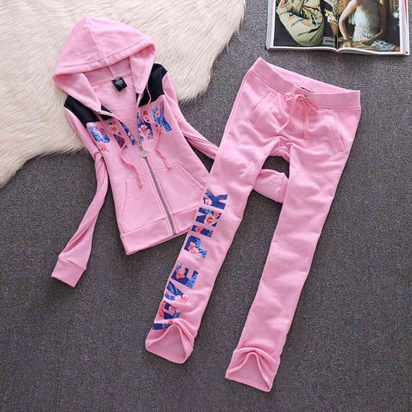 

women's two piece pants set 2 female workout sweaters spring fall cotton with hood zipper sweater and straight pants oekg, White