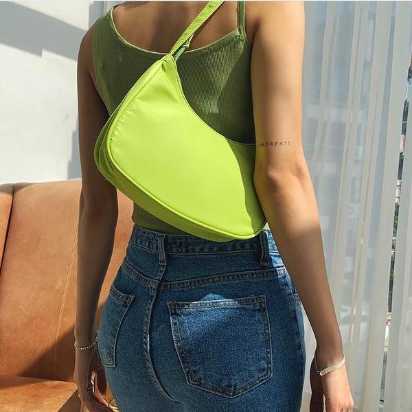 

evening bags solid color women shoulder armpit bag fashion trend ladies nylon underarm retro design girls small hobos purse handbags
