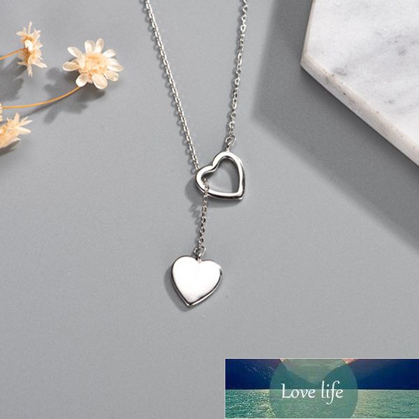 

925 sterling silver kalung liontin untuk wanita ganda hati kalung berkualitas tinggi