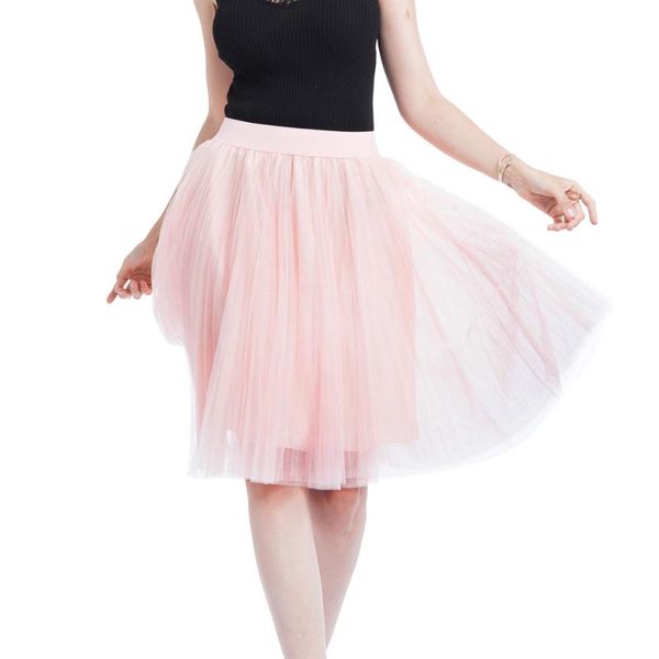 

skirts 2021 fashion design women's skirt 4 layers mesh tulle pleated princess bubble #, Black