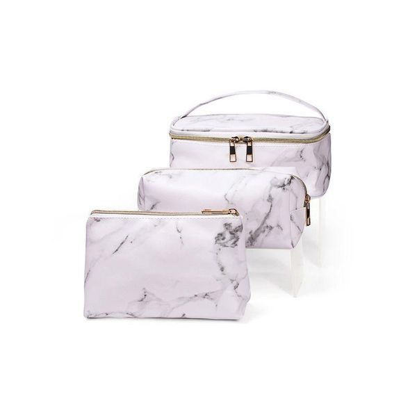 

set multifunctional marble women lady makeup bag portable travel cosmetic pouch toiletry case organizer coin purse storage bags & cases