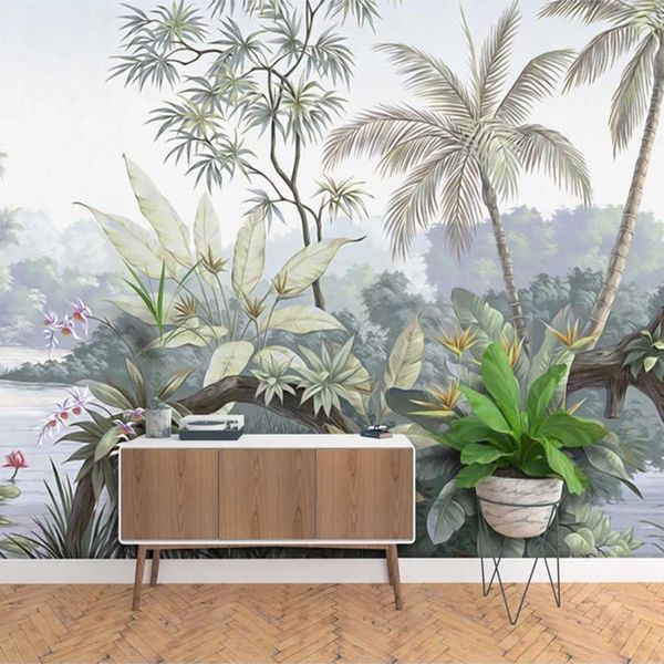 

wallpapers 3d custom mural retro pastoral rain forest art wallpaper living room tv sofa background wall painting papel de parede