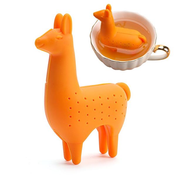 Infusore in silicone per colino da tè a forma di alpaca carino per tè sfuso Filtro riutilizzabile con filtro per foglie di caffè a maglia ultra fine