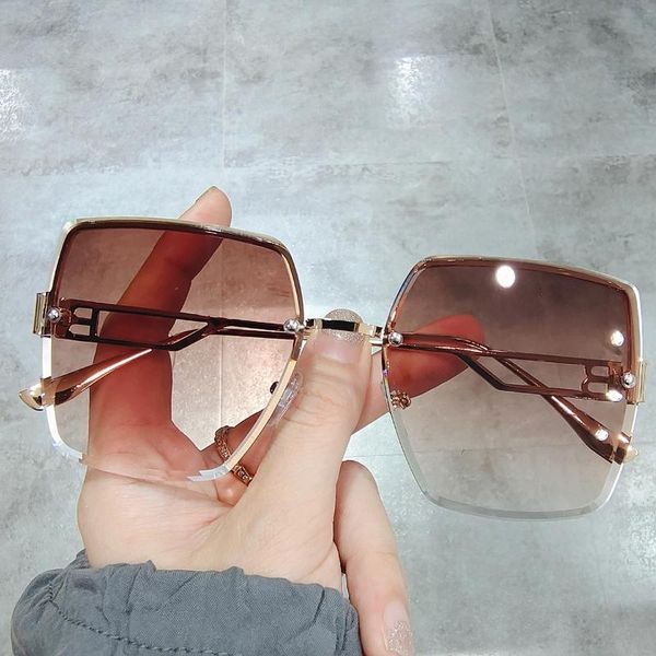 

fashion sunglasses frames cut edge large frame trend irregular women's korean version anti ultraviolet, Black