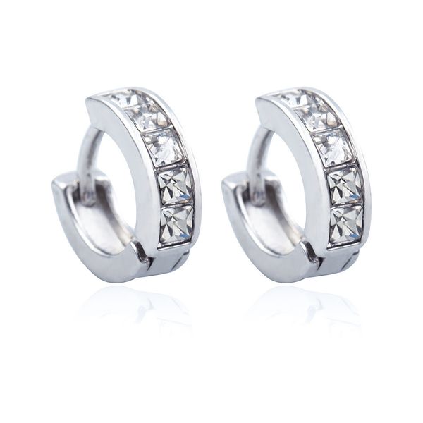 

fashion and exquisite earrings with silver plated zircon earrings and round hollow earrings