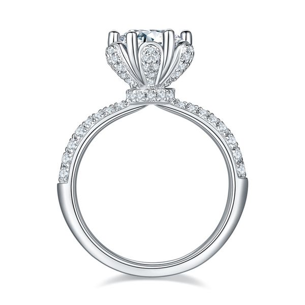 

boeycjr 925 flower bud 1.5ct/2ct/3ct f color moissanite vvs engagement wedding diamond ring national certificate for women, Slivery;golden