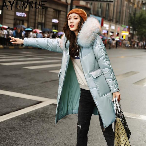 

real raccoon fur hooded women's winter down jacket woman parkas 2021 korean white duck coat female jackets hiver 06, Black