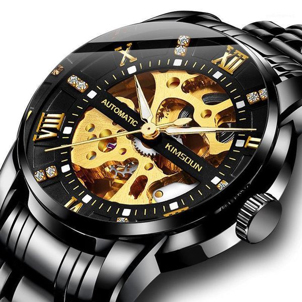 

wristwatches 2021 creative fashion double-sided hollow automatic mechanical watch men's waterproof business, Slivery;brown