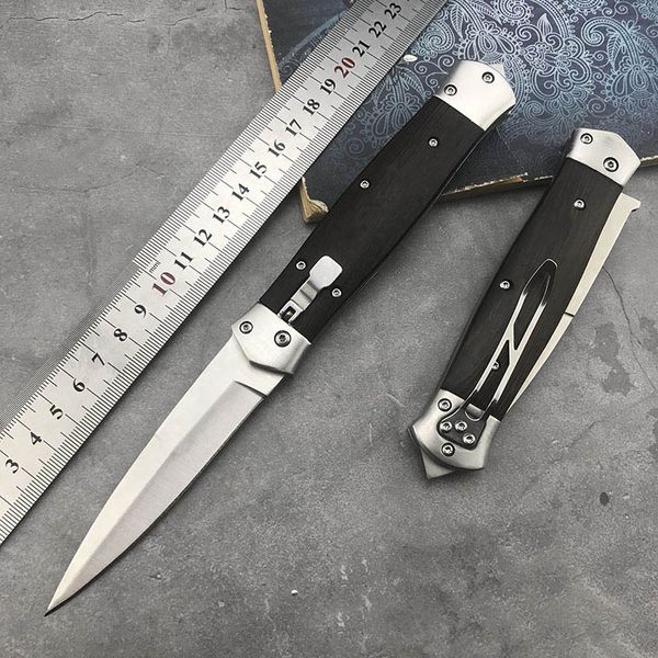 

f125 cold steel horizontal automatic knife 8cr13 satin blade wood handle swordfish tactical self defense outdoor edc pocket knives with nylo