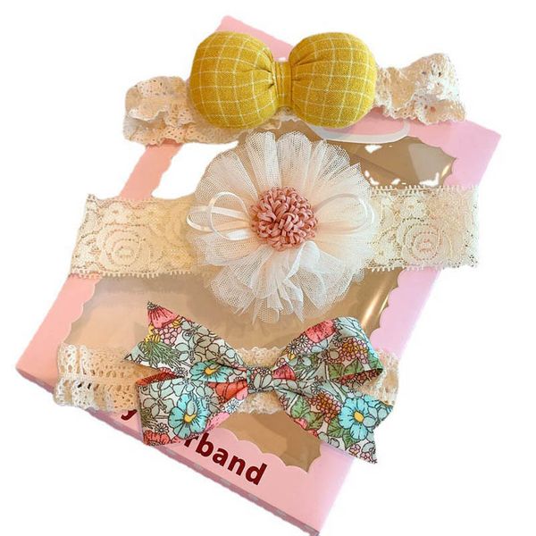 

girls hair accessories baby headbands kids hairband birthday lace pearl flower newborn headband princess accessory 3pcs/sets b7147, Slivery;white
