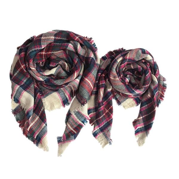 

scarves parent-child scarf women plaid warm shawls kids wrap triangular for girls, Blue;gray