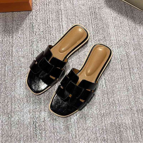 

slipper 2021 summer flat bottomed rubber one line sand stand slippers casual and comfortable women's shoeszly, Black