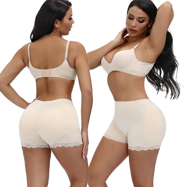 

lace high waist tummy pants with fake buand padded hips and hips, body-shaping for women women's shapers, Black;white