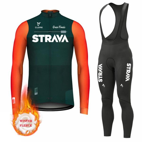 

racing sets strava winter cycling jersey set ropa ciclismo men's thermal fleece bike suit mountian bicycle clothing, Black;blue