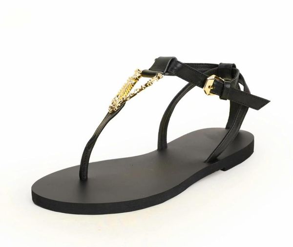 

sandals real lether beach women t-tied ankle strap summer low heels sandalias woman thong flip-flop casual female shoes, Black