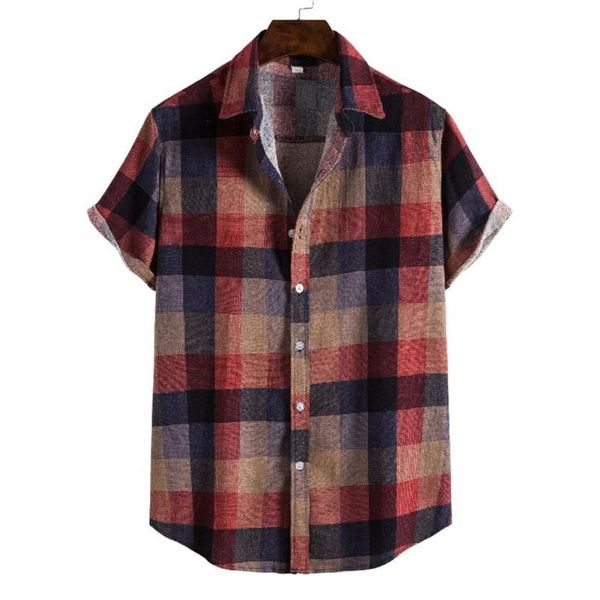 

men's casual shirts plaid short sleeve shirt summer 2021 men clothing cardigan for beachwear hawaiian man, White;black
