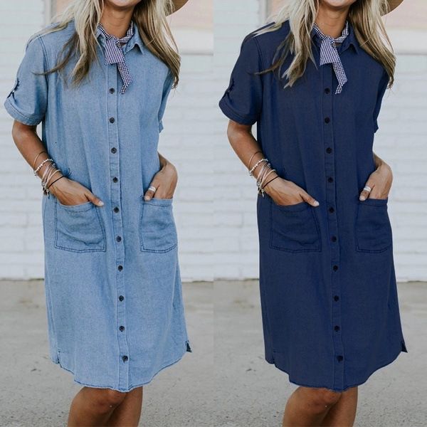 

dress dress women summer denim short sleeve es button shirt ladies plus size jeans, Black;gray