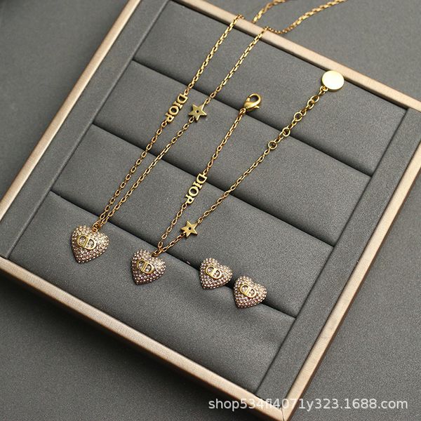 

2021 luxury designer jewelry new letter heart necklace women's popular love bracelet net red same earrings women, Silver