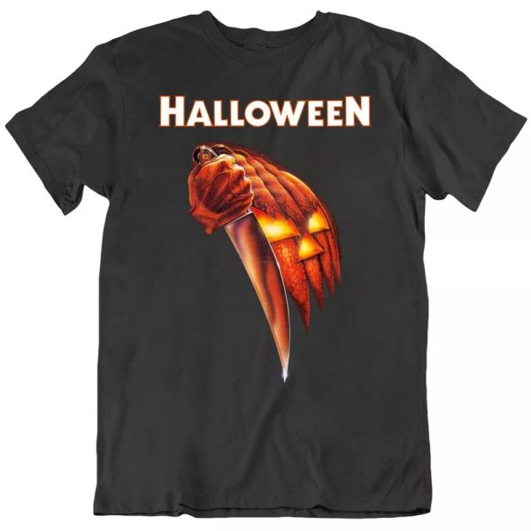 

halloween michael myers classic horror movie fan t shirt, White;black