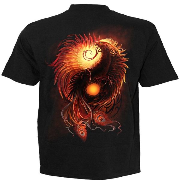 

fire crow pattern men's 3d printed t-shirt visual impact party streetwear punk gothic round neck american muscle style short sleeves, White;black