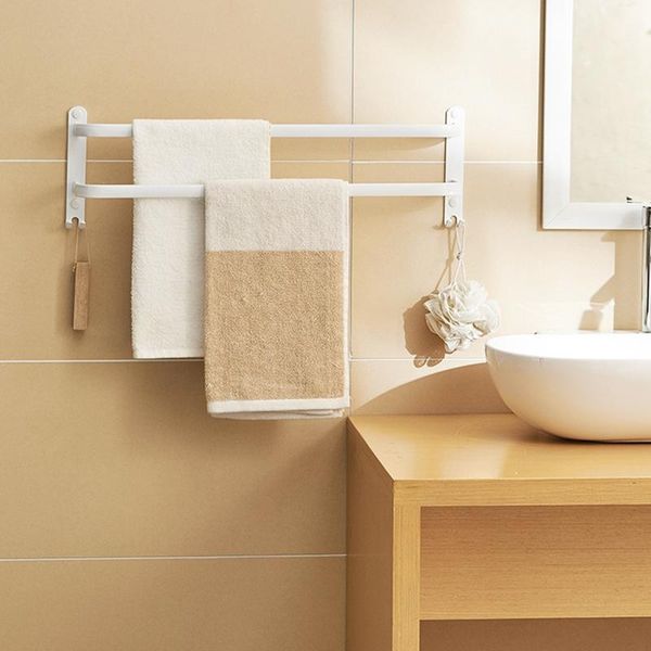 

towel racks hanger wall mounted rack bathroom space aluminum fashion white bar rail matte holder