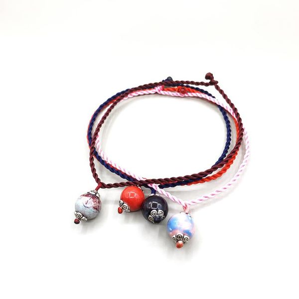 

tennis aizhcraft 4 colors single handmade ceramics bead with caps bracelet & anklet for women men friendship gift travel specialty, Golden;silver