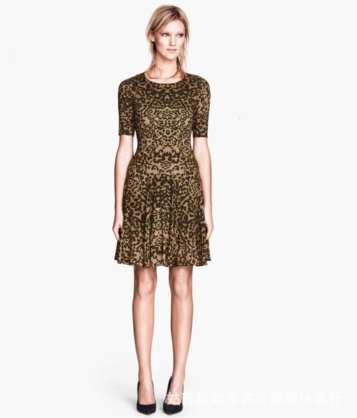 

casual dresses dress women clothessummer women's spanish single leopard pattern sleeve jumpsuit short skirt print ckgo, Black;gray