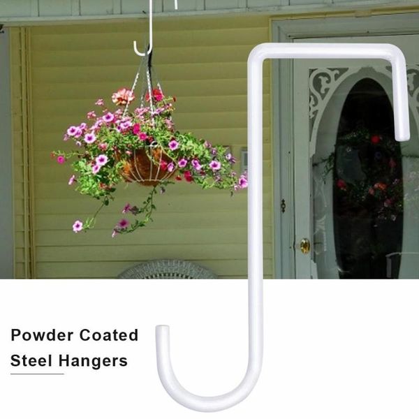 

hooks & rails fence hook patio white powder coated steel hangers fits easily for indoor outdoor hanging lights plants planters