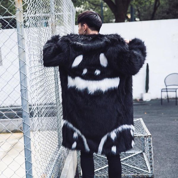 

men's jackets winter faux fur outwear long men casual parka jacket turn-down collar overcoat coat, Black;brown