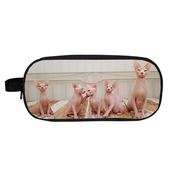 

cute sphynx cat cosmetic cases women makeup bag girl pencil box stationary bags kids school supplies &