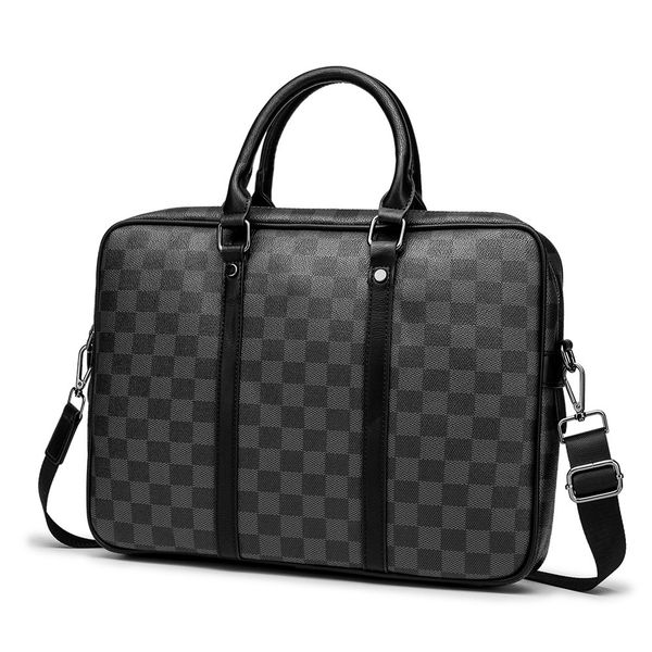 

briefcases men's handbag 2021 fashion business old flower black lattice single shoulder horizontal briefcase