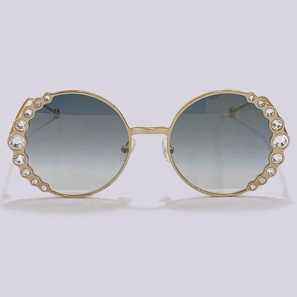 

sunglasses luxury round women female gradient crystal sun glasses fashion brand designer uv400, White;black