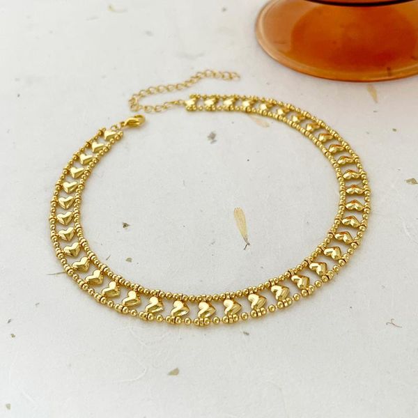 

pendant necklaces monlansher hiphop statement wide chain choker geometric heart beads hollow chokers vintage short layering necklace jewelry, Silver