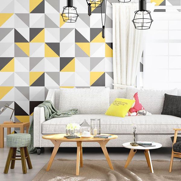 

wallpapers nordic style wallpaper art geometric square lattice wall for women's harajuku japanese b & room background