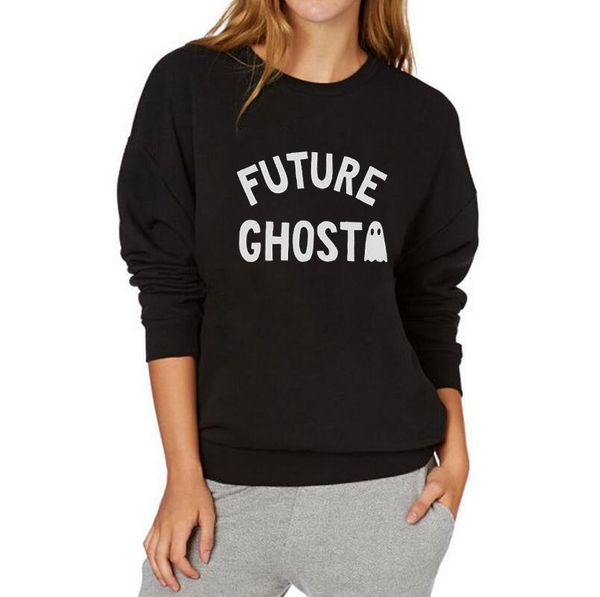 

women's hoodies & sweatshirts black white future ghost crewneck sweatshirt funny streetwear clothes women pullover hip hop harajuku tra