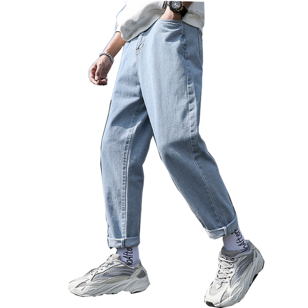 

men's loose jeans, simple design, and comfortable, suitable for all occasions, students, casual, daily wear, pants, Black