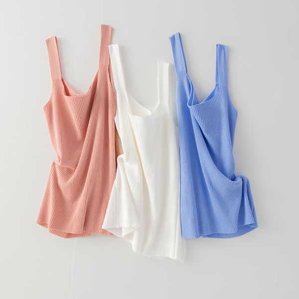 

women's tanks & camis tank casual knitted vest sleeveless 2021 spring summer solid color outer jacket women white top