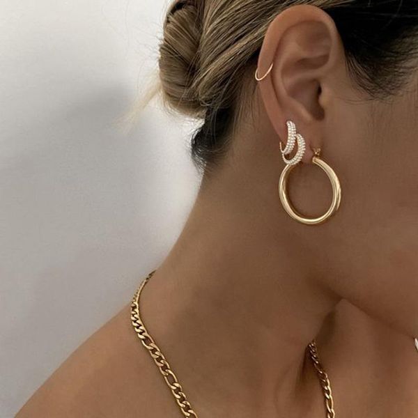 

hoop & huggie women simple circle earrings with three colors option, anti allergy stainless steel ear clip jewelry,birthday party gifts, Golden;silver
