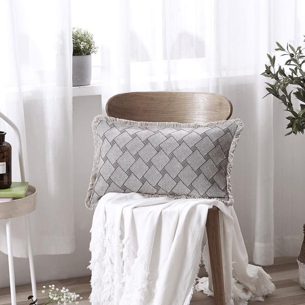 

cushion/decorative pillow phf cotton linen throw cover yarn dyed jacquard pillowcase 1pcs decorative pillows for sofa bedroom car home