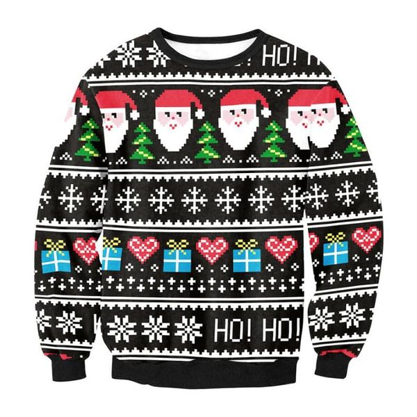 

men's sweaters men women christmas sweater 3d santa ugly year eve holiday party sweatshirt couple pullover xmas jumpers, White;black