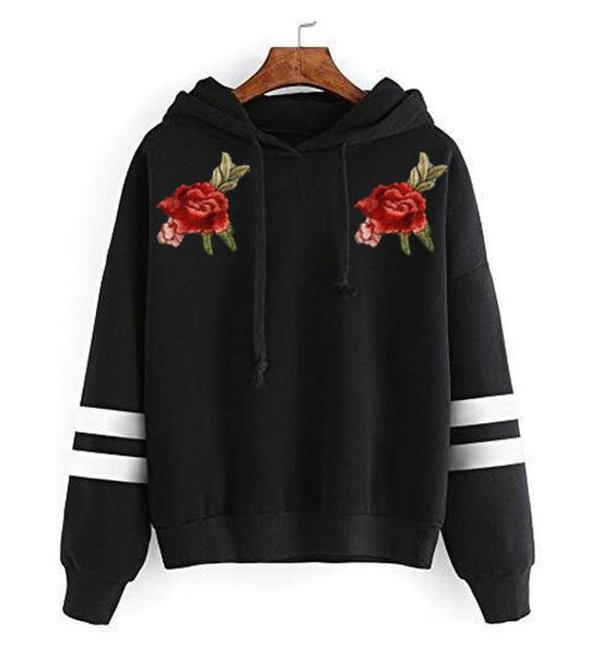 

women's hoodies & sweatshirts flower floral europe 2021 women casual kawaii harajuku kpop sweat punk for girls clothing korean, Black