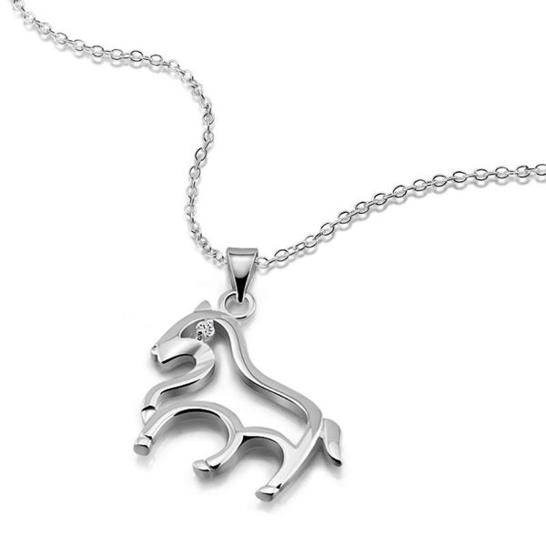 

chains personality solid silver horse pendant necklace for women jewelry fashion 925 sterling valentine's day