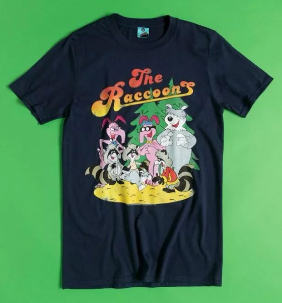 

official the raccoons group snavy t-shirt, White;black