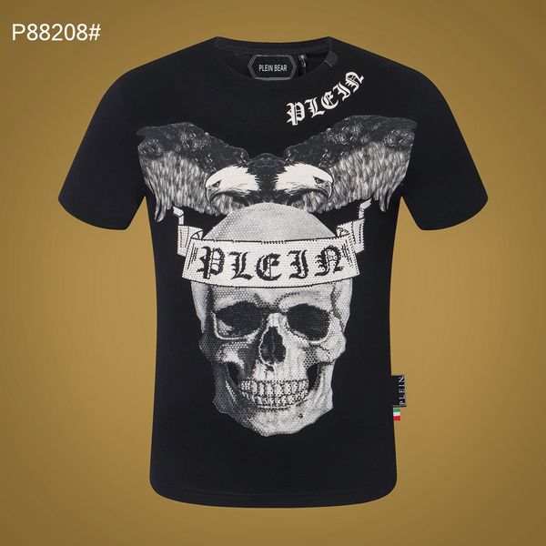 

plein bear t shirt mens designer tshirts brand clothing rhinestone skull men t-shirts classical hip hop streetwear tshirt casual tees pb 113, White;black