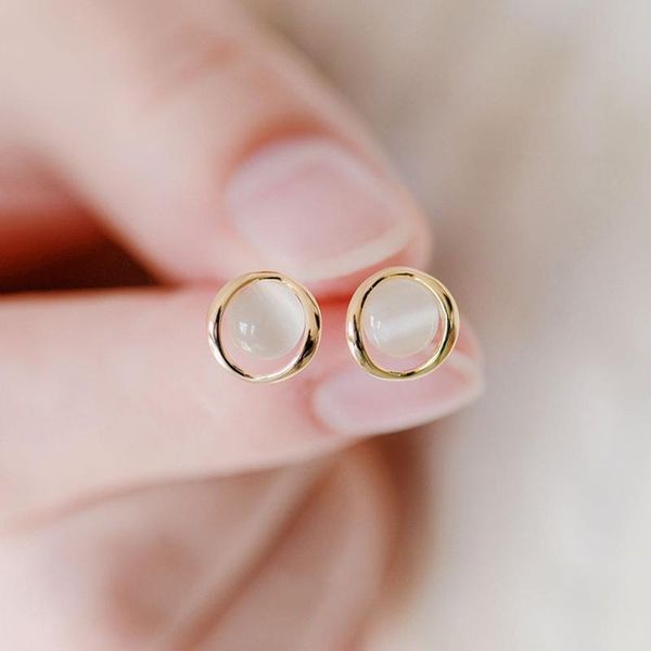 

stud fashion metal hollow opal earrings for women gold french temperament vintage ear engagement wedding jewelry gift, Golden;silver