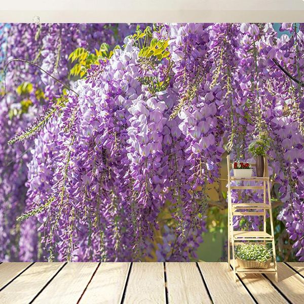 

wallpapers custom po wallpaper hand-painted purple flower wall covering mural for living room bedroom background 3d stickers