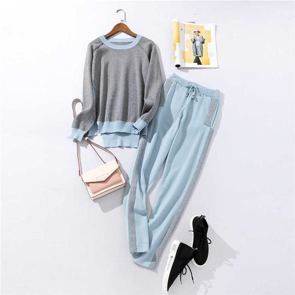 

women's two piece pants -suter de punto color irregular para mujer, conjunto + pantalones, chndal informal, trajes s6op, White
