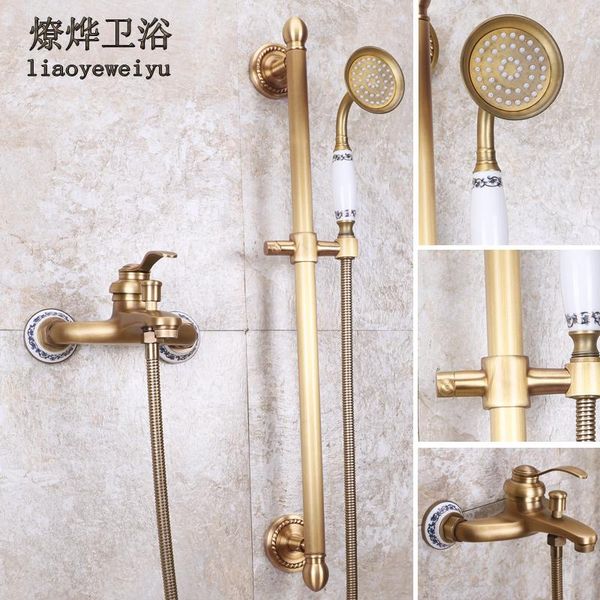 

copper antique faucet vintage shower bathroom simple wall lifting rain sets