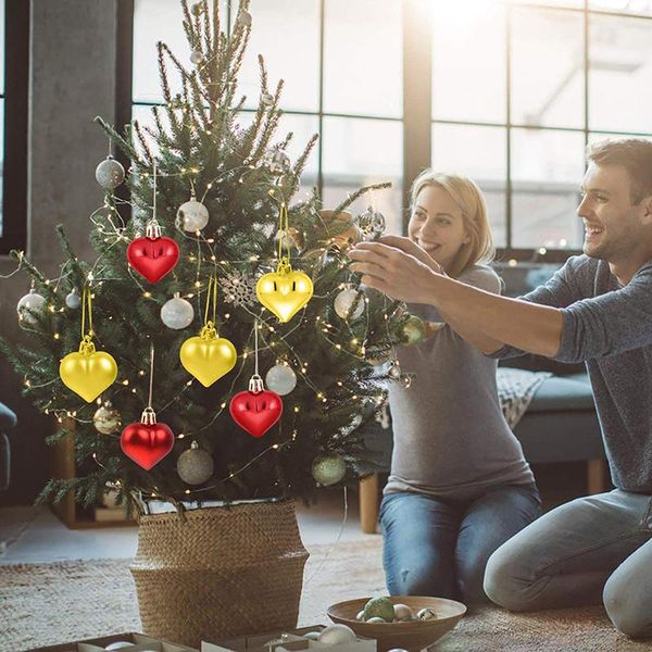 

party decoration 12pcs plastic heart ornament for christams tree decor christmas balls decorations home hanging wedding shape supplies